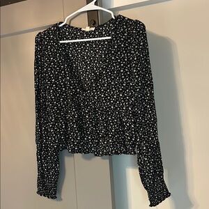 Floral Black and White Women's Top